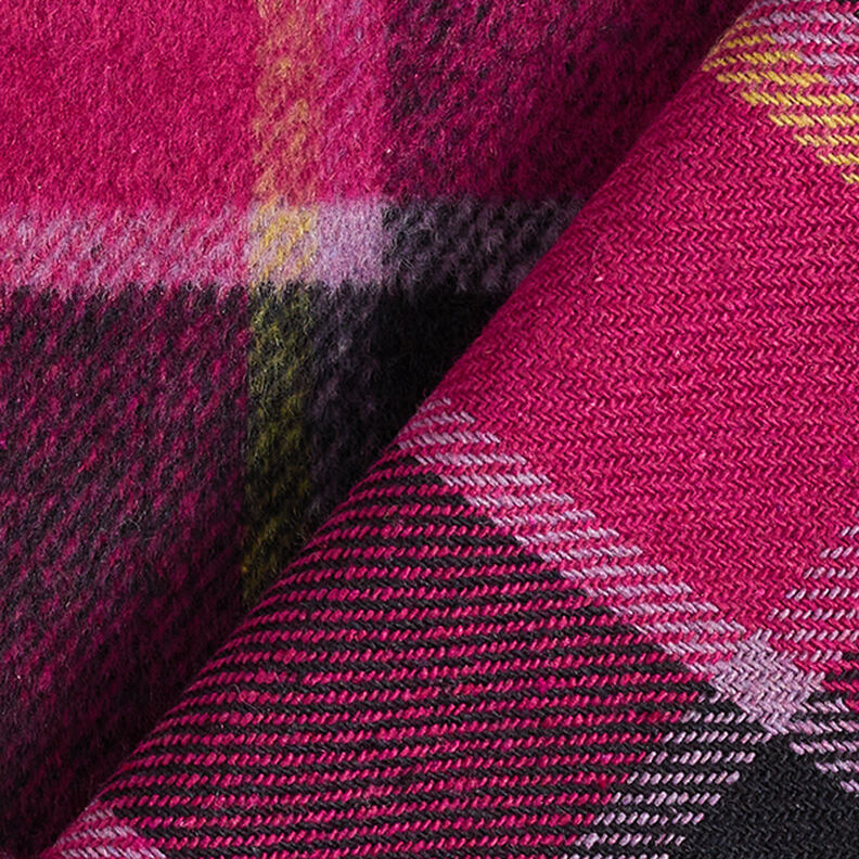 colourful checked coat fabric – black/berry,  image number 4
