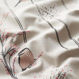 Decor Fabric Half Panama Birds and Twigs – natural, 