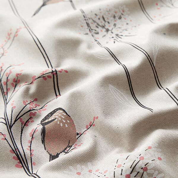Decor Fabric Half Panama Birds and Twigs – natural,  image number 2
