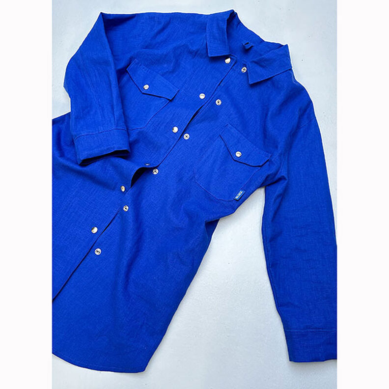 Linen fabric Ramie mix medium – royal blue,  image number 8