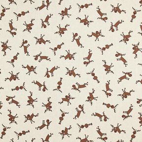 Decor Fabric Half Panama funny reindeer – natural/brown, 