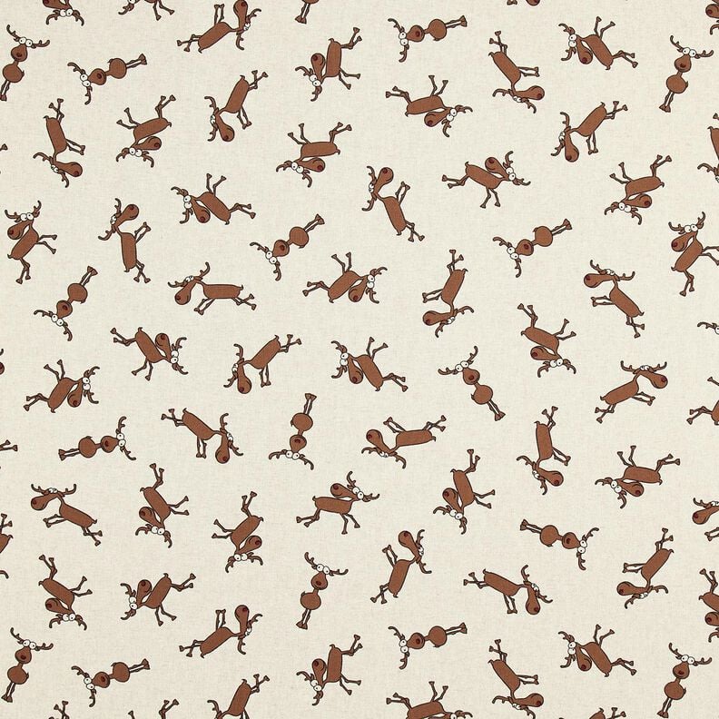 Decor Fabric Half Panama funny reindeer – natural/brown,  image number 1