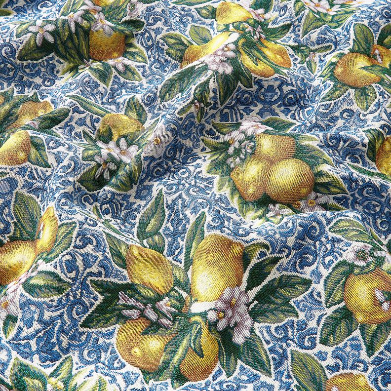 Decor Fabric Tapestry Fabric Lemon blossom – blue/green,  image number 2