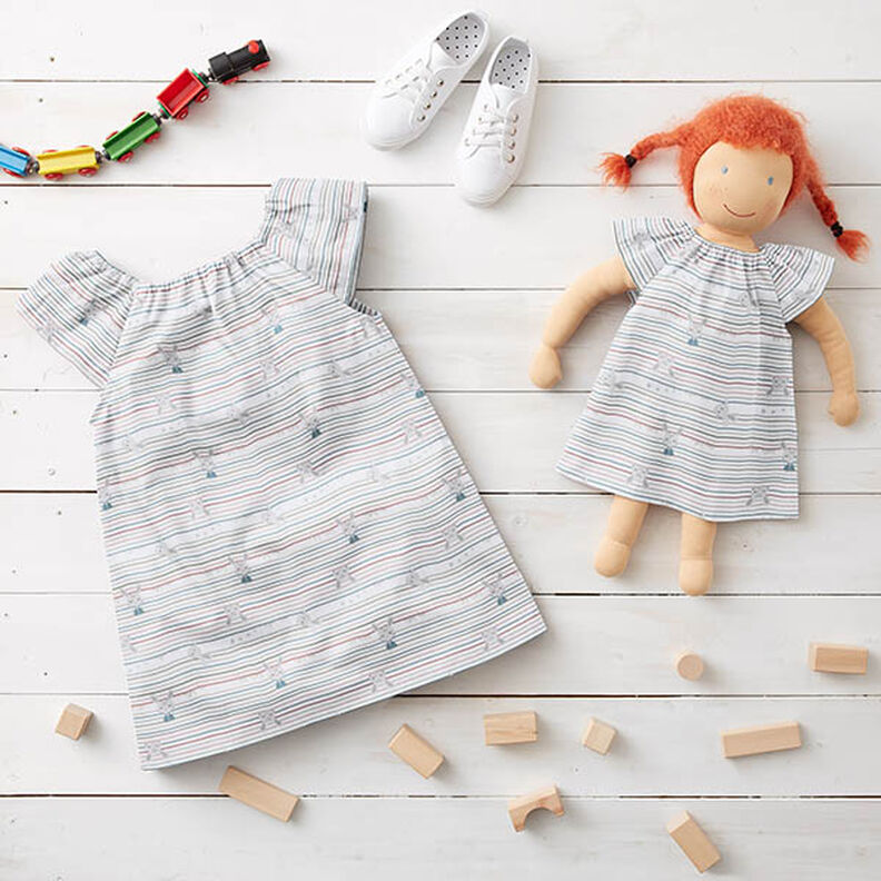 Organic Cotton Poplin baby bunny and stripes – white,  image number 6