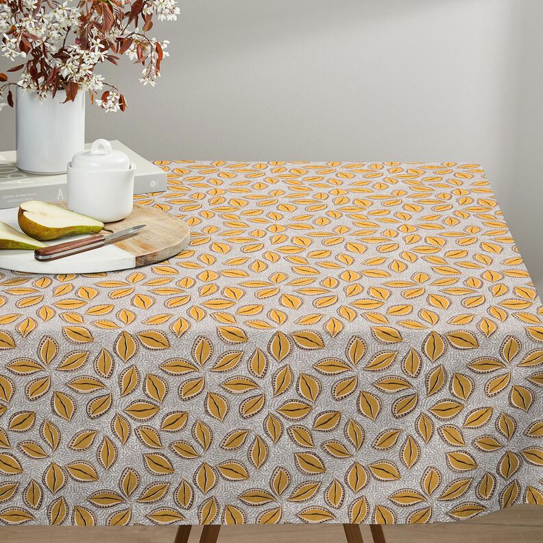 Cotton Cretonne artistic leaves – curry yellow,  image number 8