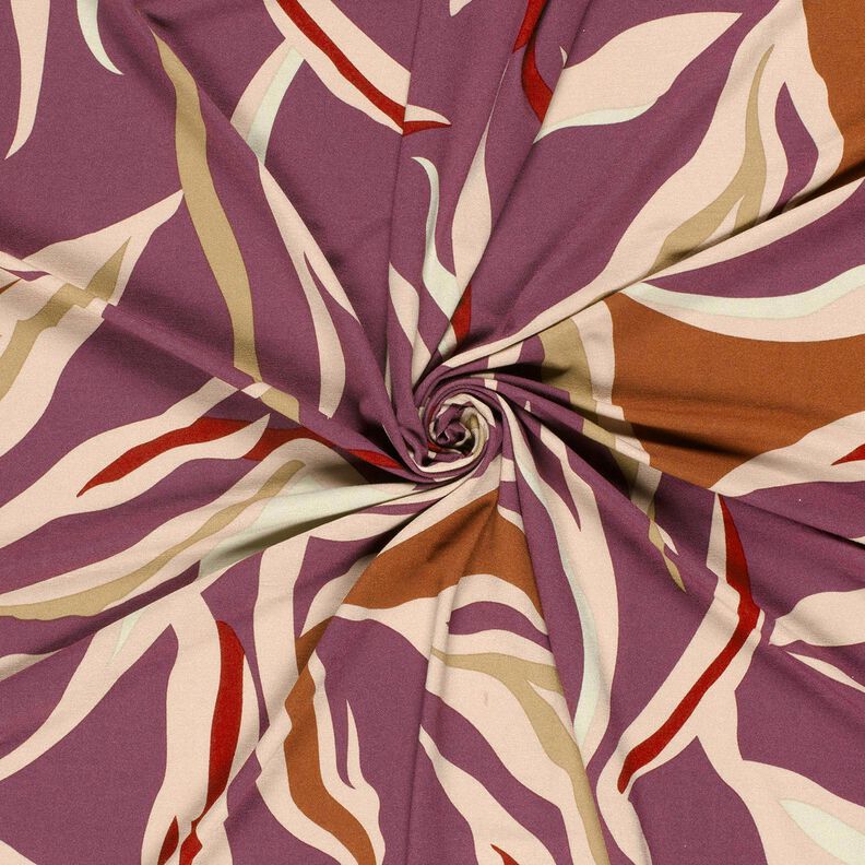 Viscose Jersey Abstract Waves – aubergine/light dusky pink,  image number 3