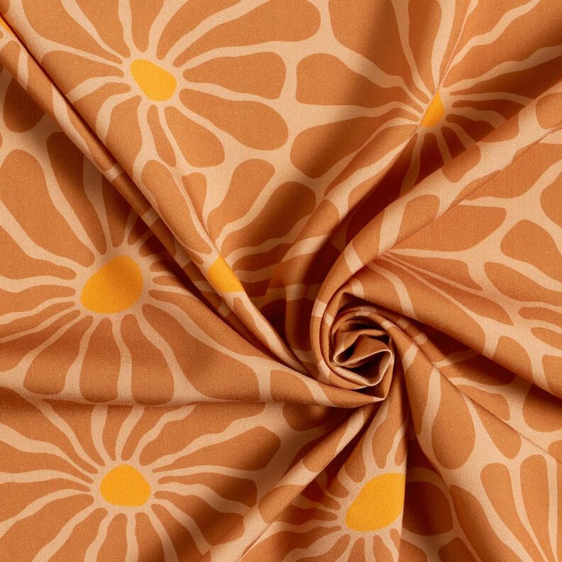 Viscose Poplin Flowers &ndash; cinnamon/caramel,  image number 3