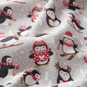 Cotton Cretonne Penguins – silver grey, 