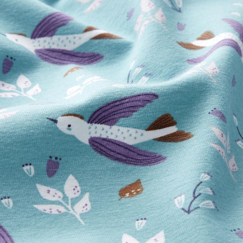 Cotton Jersey Little birds – dove blue,  image number 2