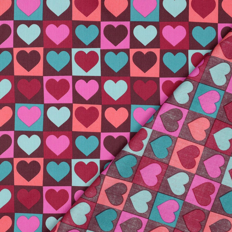 Cotton Poplin Diamond hearts | Poppy Fabrics – burgundy,  image number 4