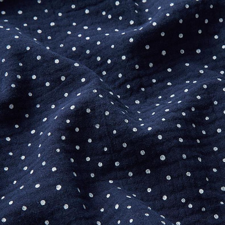 Double Gauze/Muslin Polka Dots – navy blue/white,  image number 2