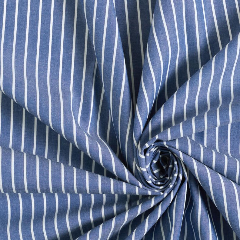 Striped cotton fabric – denim blue/white,  image number 3