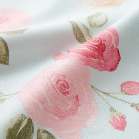Coated Cotton Romantic Roses – baby blue, 