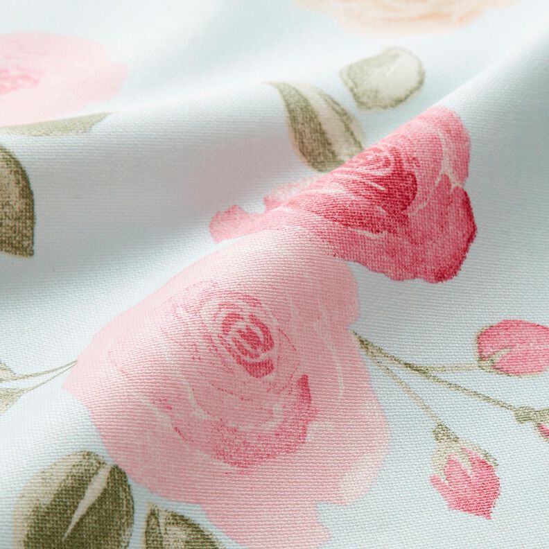 Coated Cotton Romantic Roses – baby blue,  image number 3