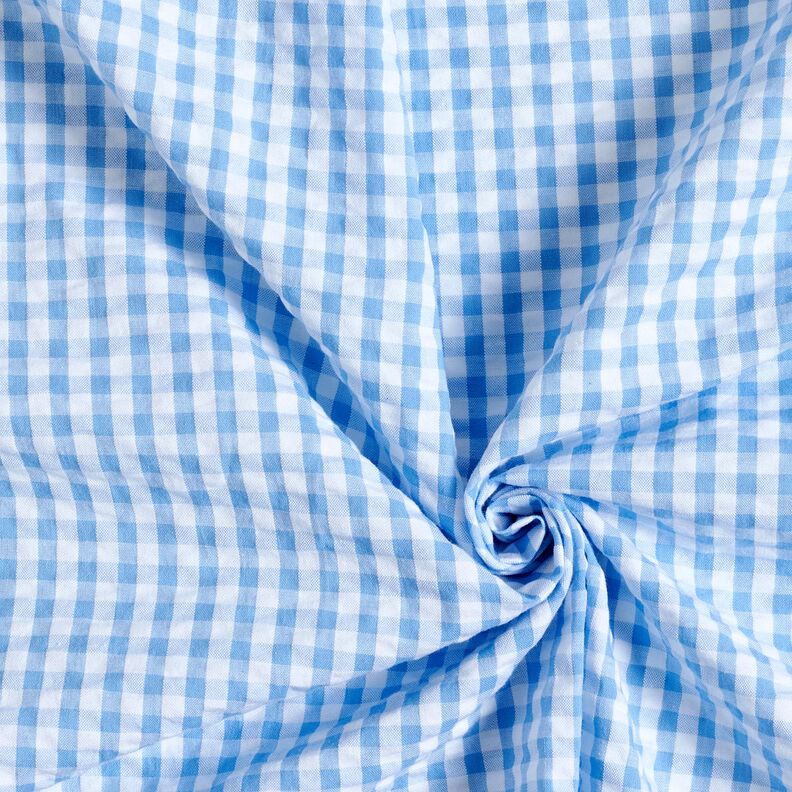 Seersucker Cotton woven check – blue/white, image number 3