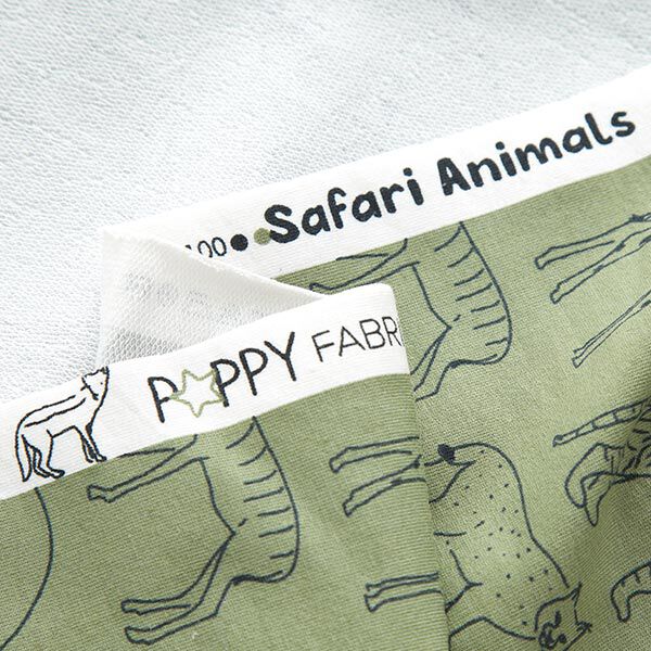 French Terry gezeichnete Safari-Tiere – light khaki,  image number 3