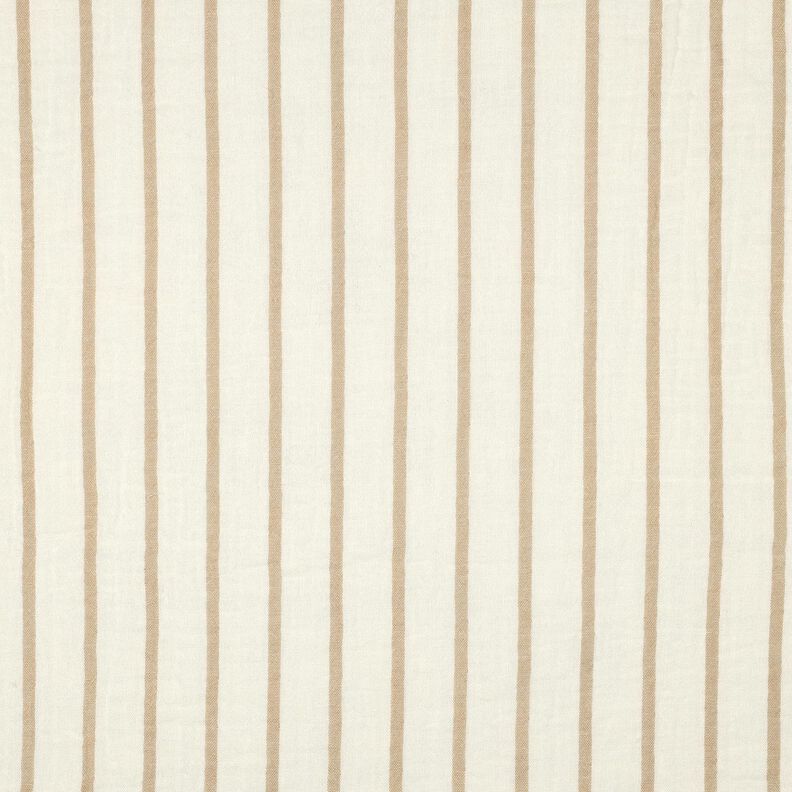 Double Gauze/Muslin yarn-dyed stripes  | Poppy Fabrics – almond/offwhite,  image number 1