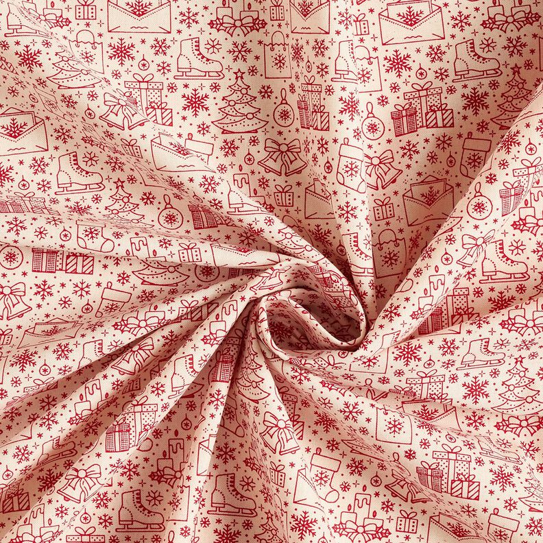 Cotton Cretonne graphic-art Christmas motifs – natural/carmine,  image number 3