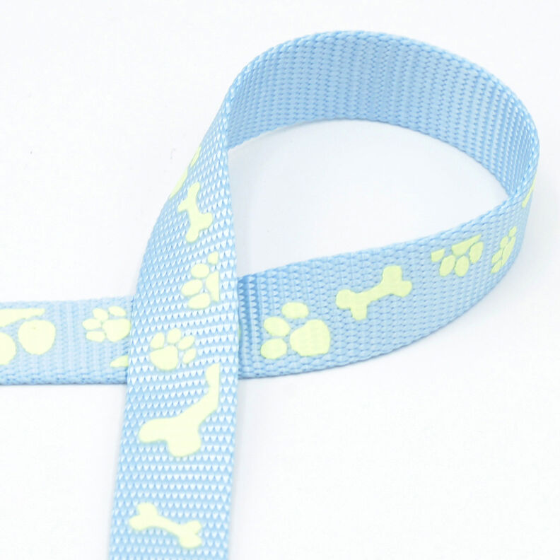 Reflective woven tape Dog leash [20 mm]  – light blue,  image number 1