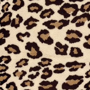 Sherpa teddy plush leopard print – almond/black, 