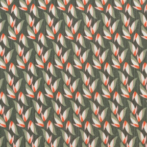 Crêpe Chiffon Leaf Pattern – black/reed, 