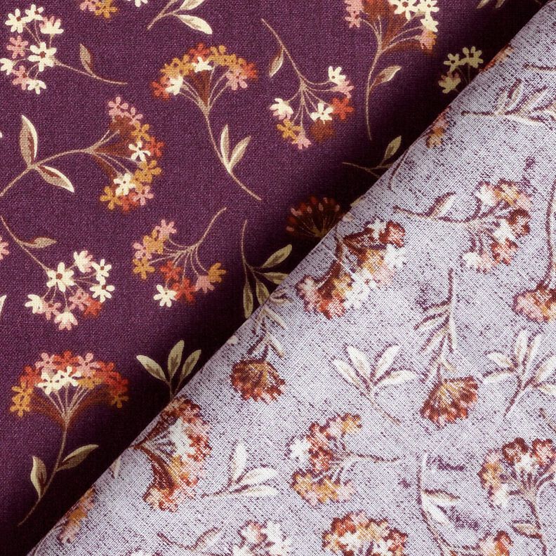 Cotton Cretonne delicate flowers – grape,  image number 4