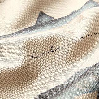 Decor Fabric Half Panama Fish – natural/blue, 
