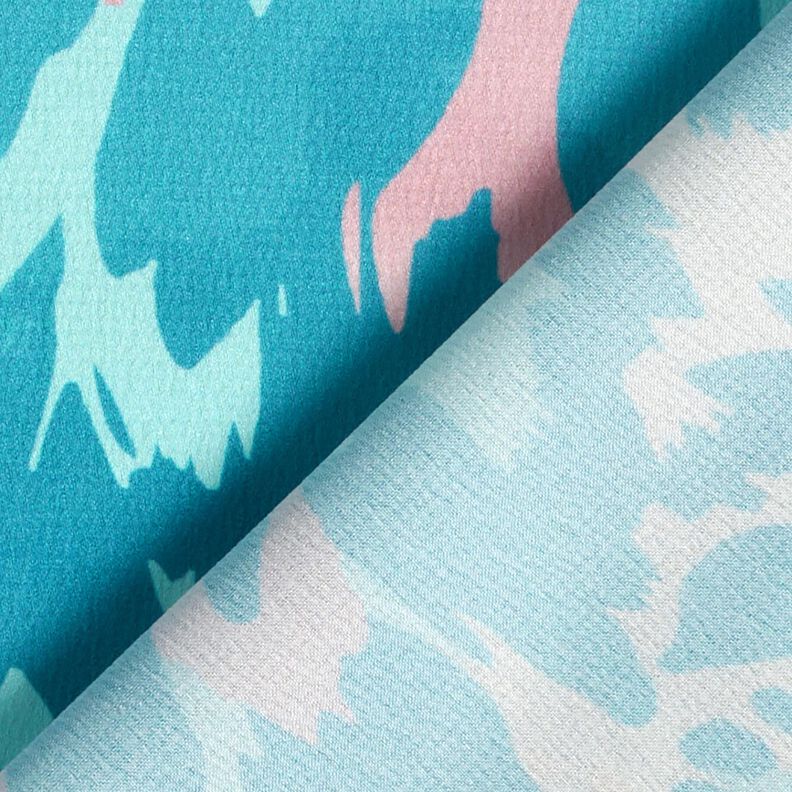 Satin crepe abstract petals – turquoise/cream,  image number 4