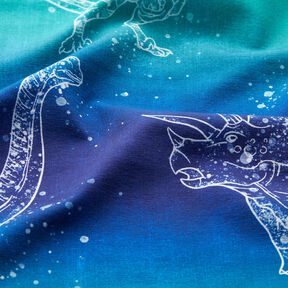 Cotton Jersey Dinosaur outlines | Glitzerpüppi – blue lilac/peppermint, 