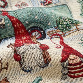 Decor Fabric Tapestry Fabric Christmas gnomes – light beige/red, 