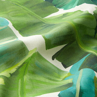 Decor Fabric Canvas painted palm leaves – dark green/offwhite, 
