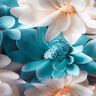 viscose fabric Chamomile flowers digital print – natural/light petrol,  thumbnail number 2
