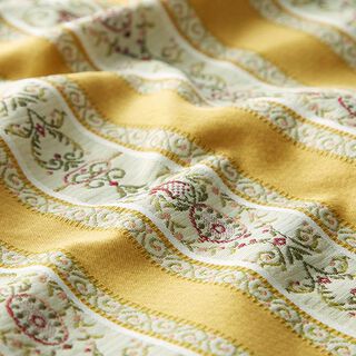 Biedermeier Stripes Jacquard Furnishing Fabric – cream/yellow | Remnant 50cm, 