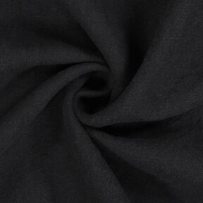 Linen fabric ramie mix stonewashed, heavy quality – black, 