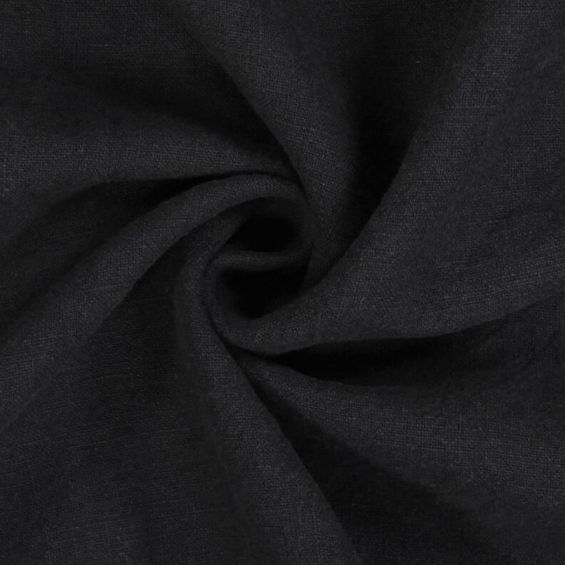 Linen fabric ramie mix stonewashed, heavy quality – black, image number 2