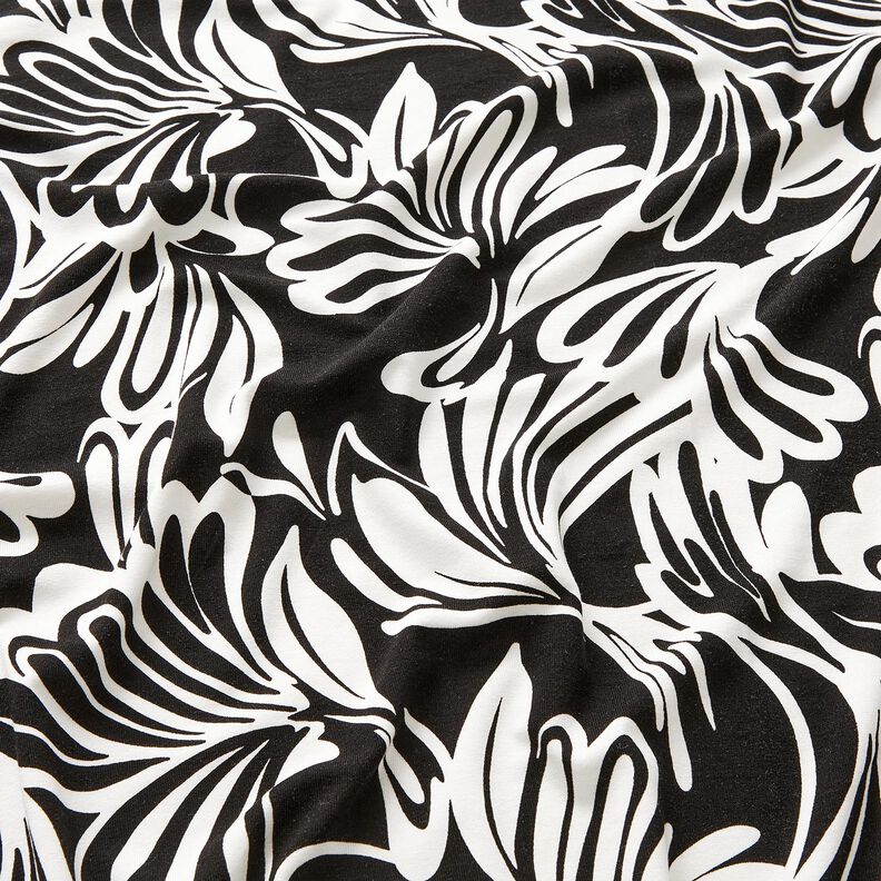 Viscose Jersey abstract flowers – black/ivory, image number 2