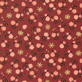 Cotton Poplin classic roses – dark red/gold, 