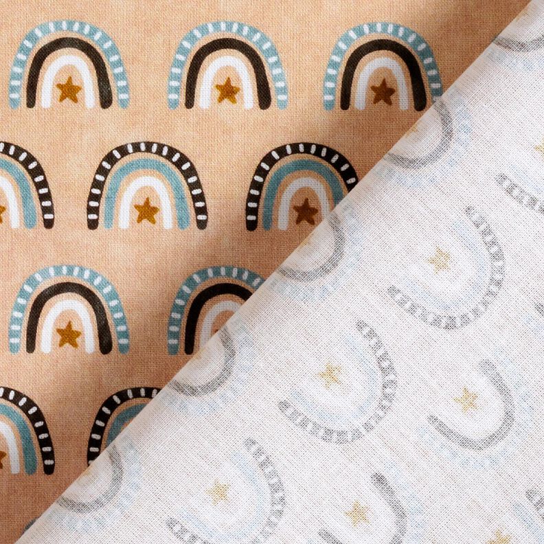 Cotton Poplin Rainbows Digital Print – beige, image number 4