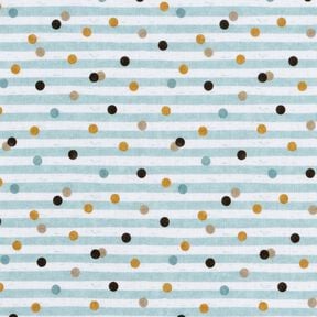 Cotton Poplin Stripes and dots Digital Print – ivory/sky blue, 