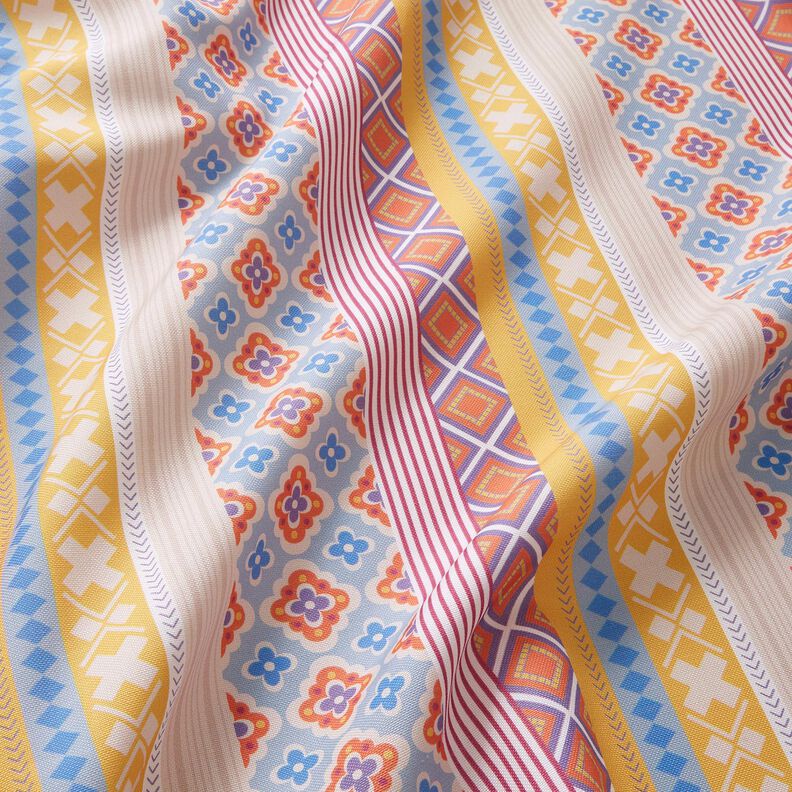Tablecloth fabric stripy collage – offwhite/mustard,  image number 3