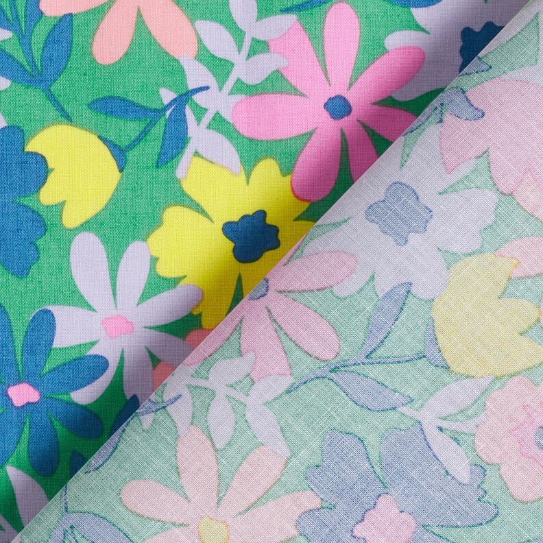 Coated Cotton Pastel Flowers | Poppy Fabrics – grass green/pink,  image number 5