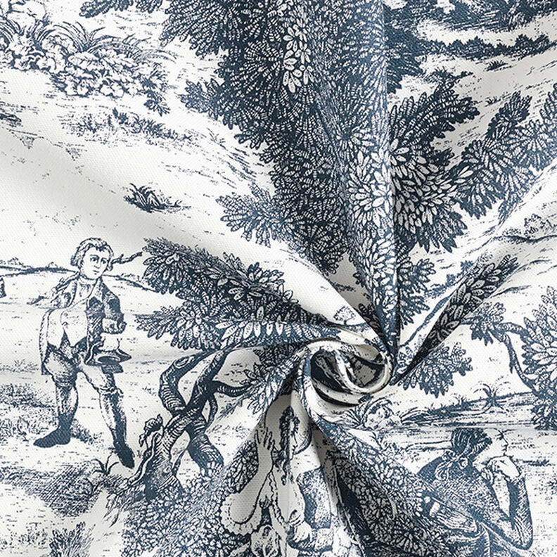 Half Panama Decor Fabric Toile de Jour – navy blue/offwhite,  image number 3