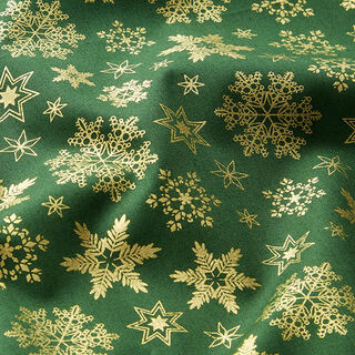 Cotton Poplin Snow Crystals – green/gold, 