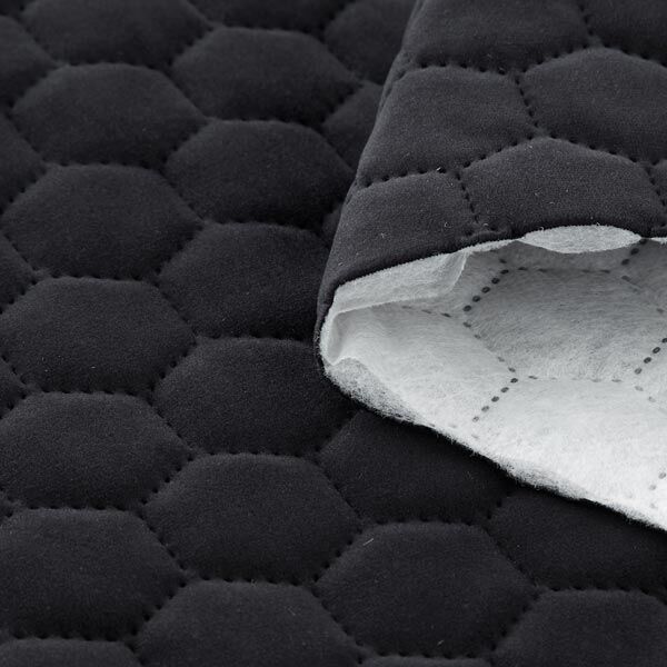Upholstery Fabric Velvet Honeycomb Quilt – black,  image number 3
