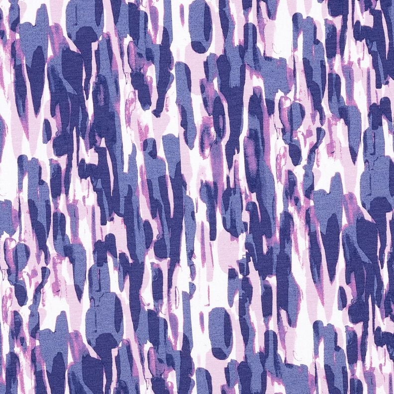 Viscose Jersey Brushstrokes – white/blue lilac, image number 1
