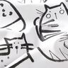 Cotton Cretonne cat sketches – black/ivory,  thumbnail number 2