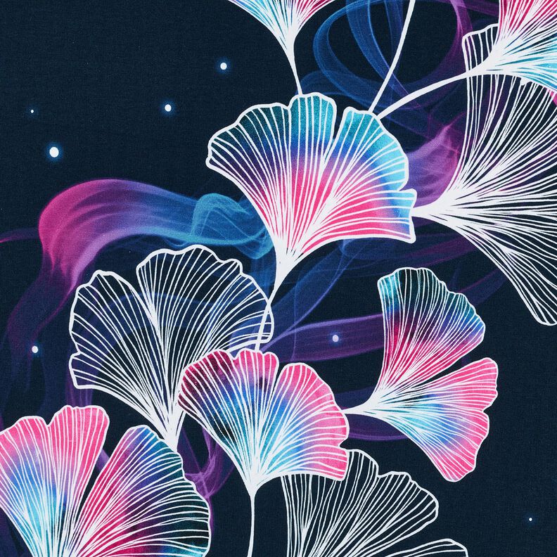 Cotton Jersey gingko | Glitzerpüppi – midnight blue/purple,  image number 6