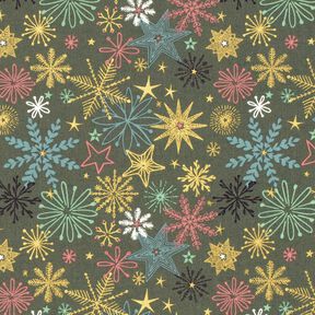 Cotton Poplin Star Mix – dark pine/gold, 
