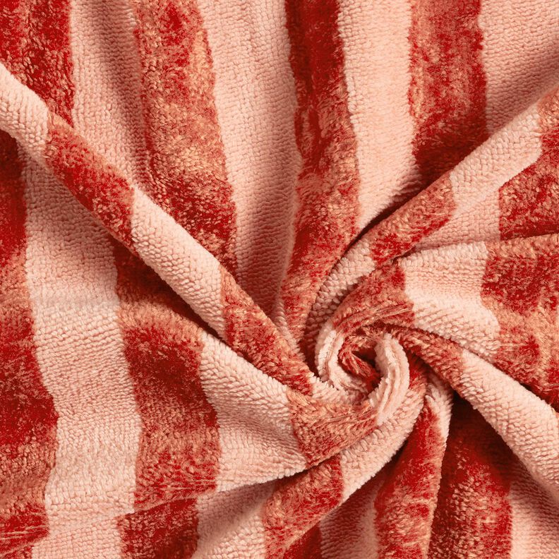 Towelling Fabric Bamboo Block Stripes – red/lobster, image number 4