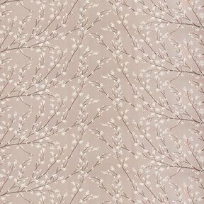 Decor Fabric Half Panama Flowering Branches – taupe, 